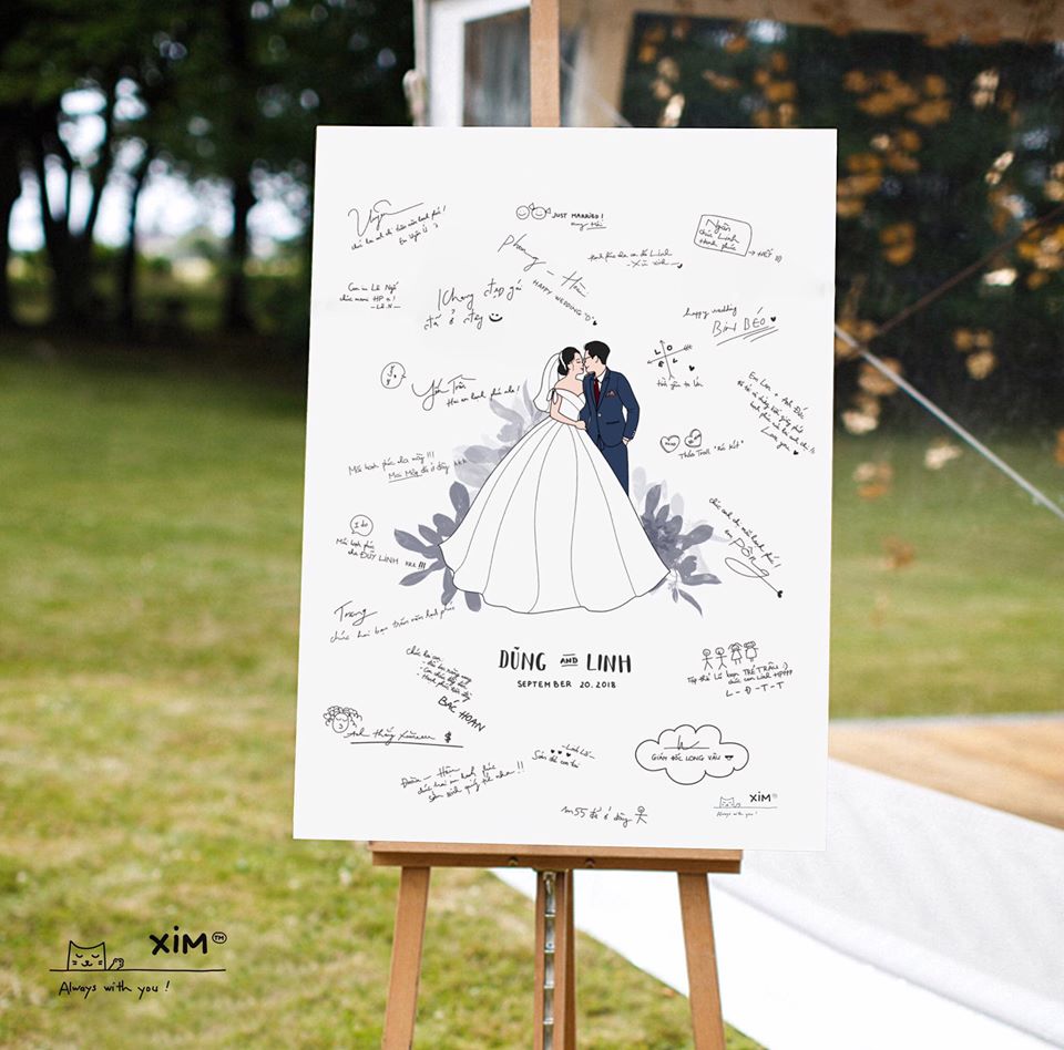 Tranh Ký Tên Ngày Cưới | Wedding Guestbook | Size 50X75Cm – Tiệm Ảnh Xim